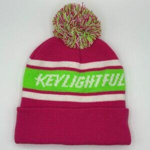 Keystone Light Keylightful Beanie Pom Pom‎ Pink Lime Green Acrylic Streetwear